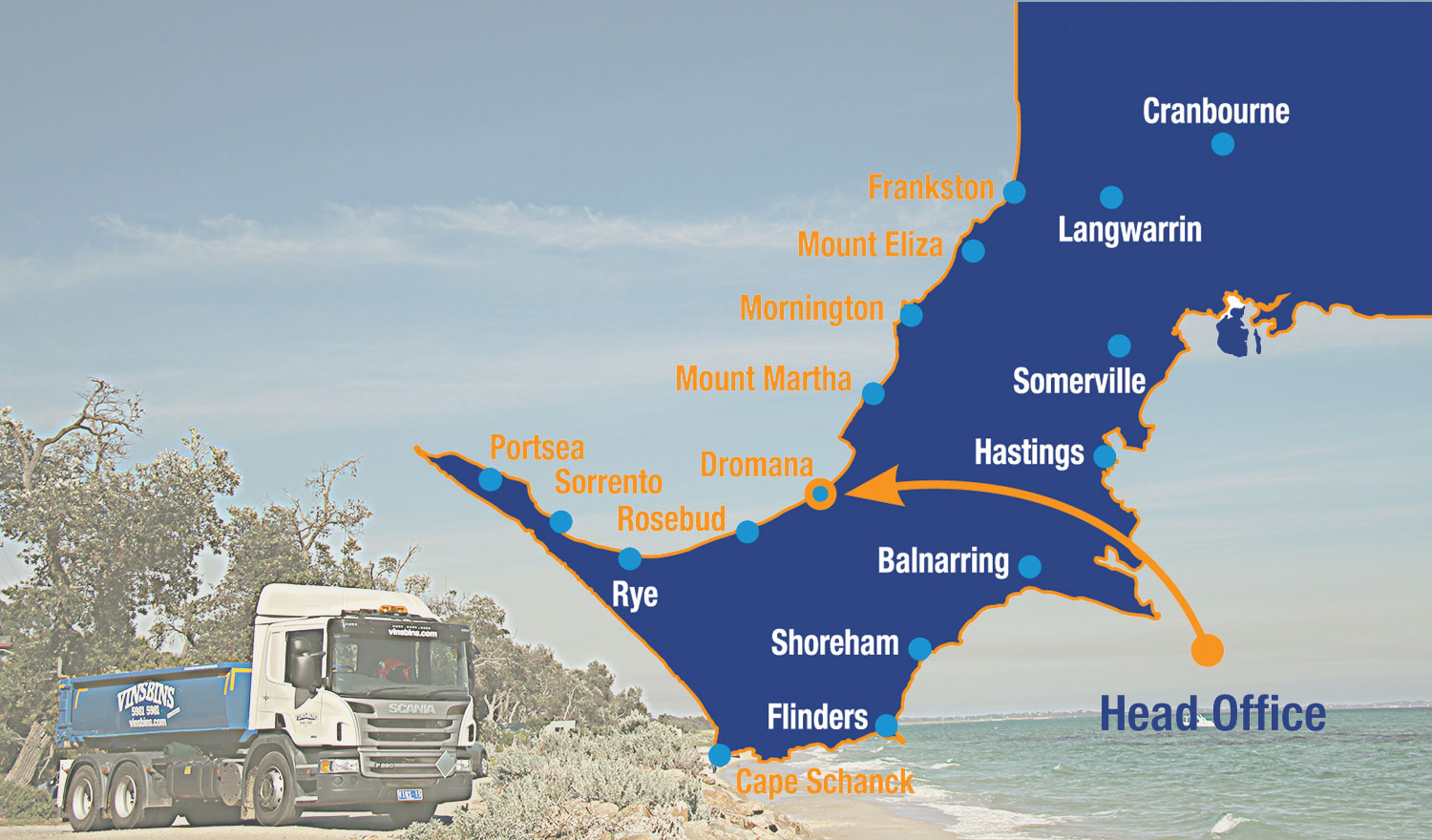 Mornington Peninsula Bin Hire Delivery Areas Vins Bins