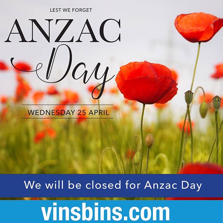 Vins Bins will be closed tomorrow for Anzac Day. Book a bin online